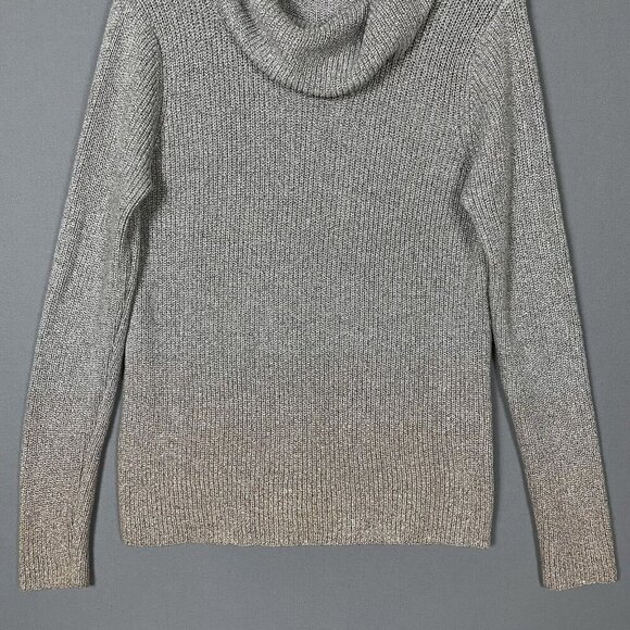 White House Black Market Silver Metallic Ombre Sweater Medium Cowl Neck Pullover - Picture 7 of 16